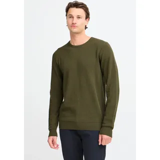 Rundhalspullover BLEND "BHREDHILL crewneck", Herren, Gr. S, grün (forest night), Strick, Obermaterial: 100% Baumwolle, unifarben, slim fit normal, Rundhals, Rippbündchen, Pullover Rundhalspullover