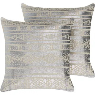 Beliani Oujda Dekokissen 50 x 50 cm Silber