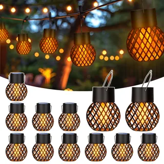 GIGALUMI Solarleuchte orange 12 Stück flackernde Flamme