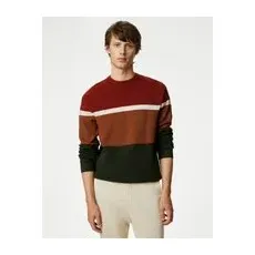Mens M&S Collection Gestreifter Pullover aus Baumwollmischgewebe in Blockfarben mit Rundhalsausschnitt - Multi, Multi, XXXL