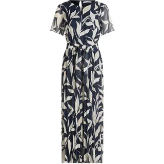 Jumpsuit BETTY & CO "Jumpsuit mit Plissee", Damen, Gr. 38, EURO, bunt (dunkelblau, nature), Obermaterial: 100% Polyester PES., Overalls Jumpsuit