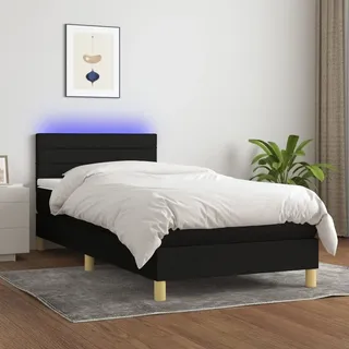 Möbel Boxspringbett mit Matratze & LED Schwarz 80x200 cm Stoff - Klassische Betten 3133751 - Schwarz