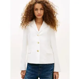 Tommy Hilfiger für Damen. WW0WW49335 Schmal geschnittener Blazer mit weißgoldenen Knöpfen (38), Lässig, Polyester