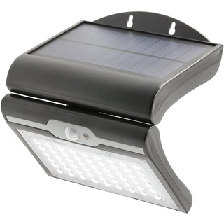 GTV - RAMOS Solar-Fassadenleuchte mit Bewegungs-/Dämmerungssensor | Solarlampen für Außen | Solarleuchte mit Bewegungsmelde | 50W, 300lm, 3,7V 1800mAh, IP44, 6000K, Schwarz