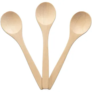 3 Stück Holzlöffel klein, Kochlöffel Holz für Kinder 13x3cm, Natur Wooden Spoon Umweltfreundliches Holz Besteck für Suppe, Kaffee, Honig, Restaurant