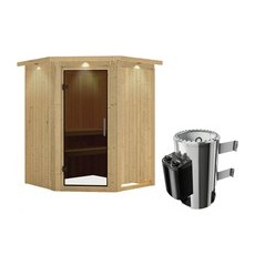 KARIBU Sauna »Wolmar«, inkl. 3.6 kW Saunaofen mit integrierter Steuerung, für 3 Personen - beige