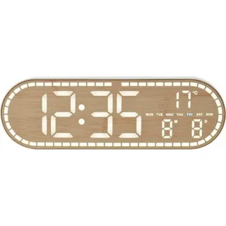 LED Digitale Wanduhr mit Datum und Temperaturanzeige - Geblendetes Bürouhr mit Helligkeitseinstellung - Nachtlicht Funktion