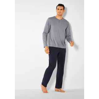 s.Oliver Pyjama 1 Stück, 2 Schlafanzug mit Knopfleiste, blau