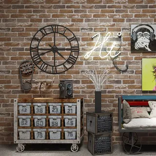 Okydoky 44x300cm BRAUN Stein Mauer Selbstklebende Tapete, Ziegelstein Backstein, Möbelaufkleber Wandsticker, Steintapete Vinyl Für Foli, Geeignet für Wohnzimmer, Küche, Schlafzimmer,QZ-BN-3