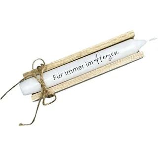 AWASG Kerze mit Spruch - Geschenkkerze mit Kerzentattoo - Stabkerze Trauer Abschied Beileid Für immer im Herzen