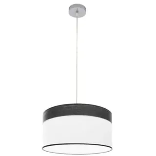 Zarivy Cloe 1 x e27 Anhänger in zeitgemäßem Design in Chrom und Weiß, kombiniert mit schwarzem Holz, Maße: 40 x 40 cm, ideal, um Ihrer Einrichtung einen modernen Touch zu verleihen.