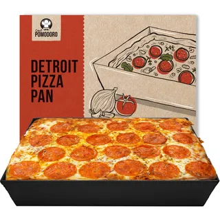 Chef Pomodoro Pizzablech – Pizza Backblech – Pizza Blech – Pizza Pan – Pizzaform rechteckig –Detroit Pizza Pan - 35,6 x 25,4 x 6,4 cm (L x B x H) aus Aluminium