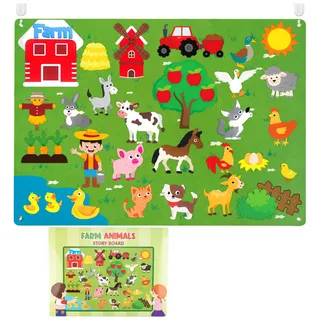 WATINC Montessori Spielzeug Lernspielzeug Kinderspielzeug Filz Farm Story Board Set Vorschule Nutztiere Storytelling Vieh Früherziehung Spielset Pädagogisches Geburtstagsgeschenk für Kleinkinder