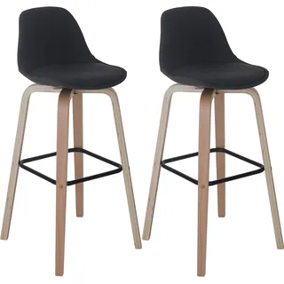 2er-Set Barhocker HWC-A89, Barstuhl Tresenhocker mit Lehne Textil, dunkelgrau - Grau