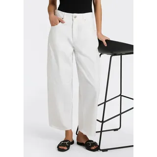 5-Pocket-Jeans HERRLICHER "Barrow Denim White Stretch", Damen, Gr. 31, N-Gr, weiß (silk), Denim/Jeans, Obermaterial: 97% Baumwolle, 3% Elasthan, unifarben, loose fit knöchellang, Jeans 5-Pocket-Jeans, im Barrel Fit, Abnäher