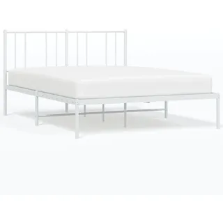 vidaXL Bettgestell mit Kopfteil Metall Weiß 120x200 cm - Weiß