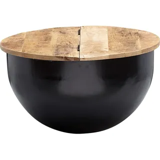 FineBuy Couchtisch Mango Massivholz Metall 60x34x60 cm Industrial Style Rund Wohnzimmertisch mit Stauraum Moderner Loungetisch Sofatisch Schwarz - Schwarz