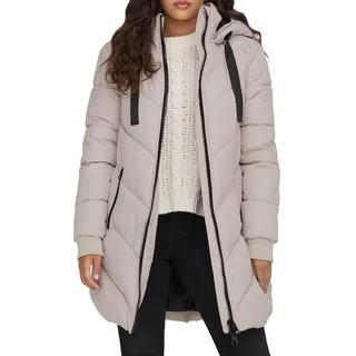JDY Damen Steppjacke JDYSkylar Padded gesteppter Kurzmantel mit Kapuze 15207784 Chateau Gray/Black S
