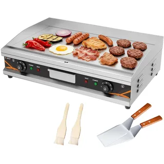 DULNICE Kommerzielle Elektrische Grillplatte 73x47cm,4400W Edelstahl Grillplatte Elektrisch Doppelte Temperaturkontrolle (50-300°C), Elektrogrill für Küche, Balkon, Garten