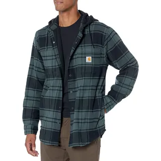 CARHARTT Flannel-Fleece, Kapuzen-Hemd/Jacke Dunkelgrün (Elm)