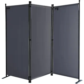 QUICK STAR Paravent 3 Teilig 170 x 165 cm Grau - Garten & Balkon Sichtschutz Stellwand Innen & Außen - Raumteiler Trennwand Faltbar Blickdicht & Wetterfest