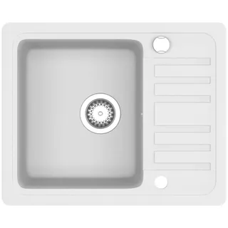 vidaXL Granitspüle Einzelbecken Weiß