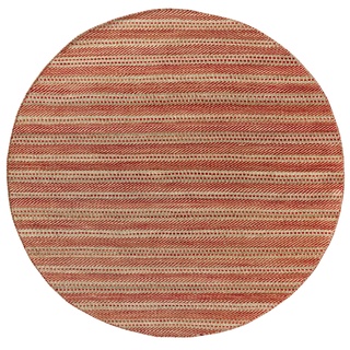 HAMID - Woll- und Jute-Teppich Runden Olivia, Handgewebter Woll-Jute-Teppich für Wohnzimmer, Schlafzimmer, Rot Naturfarbe, (200 x 200 cm)