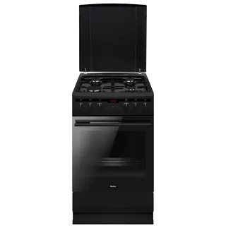 Amica SHEG 904 000 SM Standherd/mit Gaskochfeld und Elektro-Backofen / 50cm Breite/Schwarz-matt/Timer / 11 Backofenfunktionen z. B. Heißluft