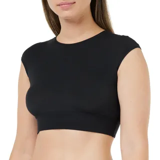 SLOGGI Damen, Sloggi »GO Allround« Crop Top, Black, One Size, geripptes Unterbrustband, atmungsaktiv, super weich, schwarz,