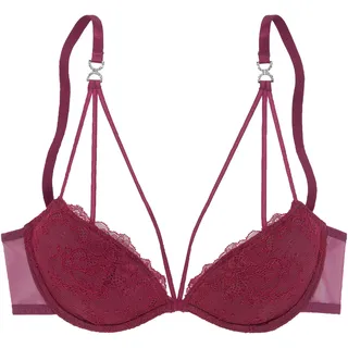 LASCANA Push-up-BH ", BH mit Bügel, Spitzen-BH, mit verführerischer Bänder-Optik" als Dessous-Set kombinierbar, sexy Unterwäsche, sexy Dessous, aubergine