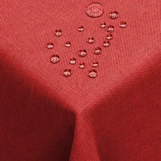 DecoHomeTextil Leinen Optik Tischdecke, Rechteckig 160 x 260 cm Dunkelrot, wasserabweisend, fleckenabweisend, abwaschbar, Lotuseffekt, bügelfrei