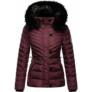 Navahoo Damen Winter Jacke Stepp Winterjacke Mantel Kunstfell Kapuze Wisteriaa Wine Gr. 36 - S - Schwarz