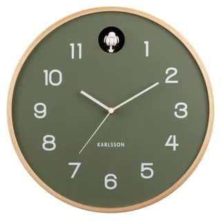 Karlsson Wanduhr Natural Cuckoo Birch Wood Jungle Green - Grün
