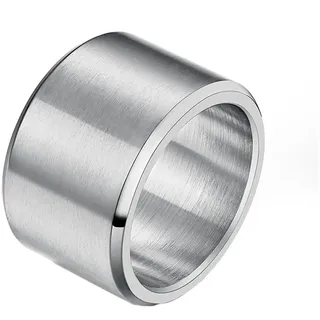 HIJONES Herren Edelstahl 15mm breit schlicht Statement Ehering großer Ring matt gebürstet Hip Hop Silber Größe 62