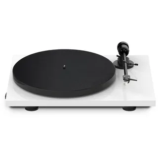 Pro-Ject E1, Plug & Play Einsteiger Plattenspieler mit elektronischer Geschwindigkeitsumschaltung, Auflagekraft und Anti-Skating voreingestellt (AT3600L, Weiß)