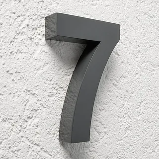 Longlife LED 3D Hausnummer 7 Edelstahl anthrazit RAL7016 Schriftart Arial