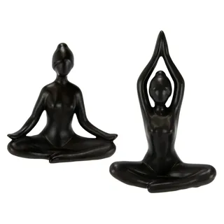 Flair Flower Yoga Figur Frau Meditieren Dekofigur Deko Pilates Yoga Dame Yogafigur Yogaskulptur Lady Meditation Statue Ornament Menschenfigur Dekoelement Motiv zum Dekorieren Geschenkidee Keramikfigur Geschenk