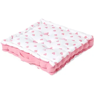 Homescapes Sitzkissen rosa Herz-Muster 40/40/8 cm , Textil , Herz/Romantik , Füllung: Polyester , Quadratisch , 40x8x40 cm , Oeko-Tex® Standard 100 , Heimtextilien, Wohntextilien, Kissen