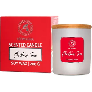 Duftkerze Weihnachtsbaum 200 g - Aroma Kerze mit Ätherischen Zirbenöl - Aromatherapie Sojawachs Kerze - Weihnachtsduft - Geschenk für Weihnachten - Geburtstag
