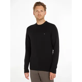 Rundhalspullover TOMMY HILFIGER "PIMA ORG CTN CASHMERE CREW NECK", Herren, Gr. S, schwarz, Obermaterial: 92% Baumwolle, 8% Kaschmir, Rundhals, Pullover Rundhalspullover
