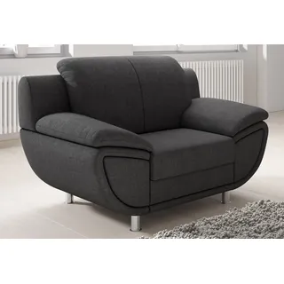 TRENDMANUFAKTUR Sessel TRENDMANUFAKTUR "Rondo II, Loungesessel zeitlos und bequem", grau (dunkelgrau), B:121cm H:85cm T:94cm, Struktur (100% Polyester), Sessel, Polstersessel XXL-Sessel, wahlweise mit komfortablem Federkern, mit extra breiten Armlehnen