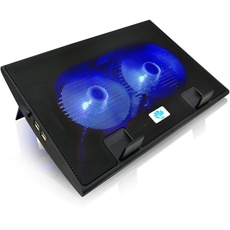 AABCOOLING NC35 - Notebook Ständer mit 2 Lüftern, Einstellbare Neigung und Blau LED, Laptop Kühlung, Lüfter, Notebook Kühler für Laptops bis 17 Zoll und PS4 PRO/Xbox Consolen