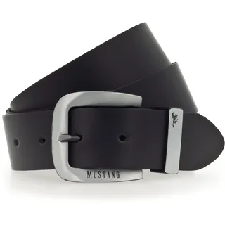 Ledergürtel MUSTANG "Franklin", Herren, Gr. 130, schwarz, Rindsleder, unifarben, Gürtel Ledergürtel, mit Überlänge, 3,5 cm breit, aus Rindsleder