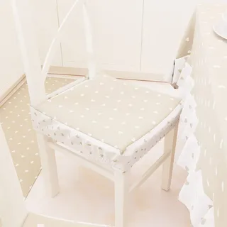 PETTI Artigiani Italiani - Kissen für Küchenstühle mit Gummizug 2 Stück, Stuhlkissen aus Baumwolle mit Gummizug 40 x 40 cm – 2er-Set Herzen in Beige, 100% Made in Italy