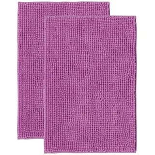 Decomira Badematte rutschfest | Als Badteppich Set kombinierbar | Badezimmer-Teppich Bad-Vorleger waschbar aus Chenille | Duschvorleger für Dusche, Badewannen, WC Deko | Lila - 50x80 cm (2stk)