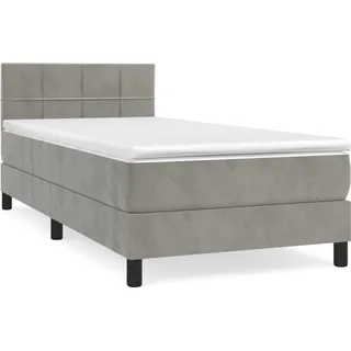 vidaXL Boxspringbett mit Matratze Hellgrau 90x200 cm Samt