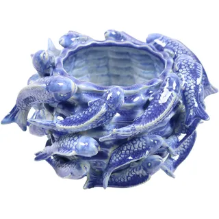AM Design Dekovase »Blaue Keramikvase mit Fischen« ein maritimes Design, das frischen Wind in Ihr Zuhause bringt, blau