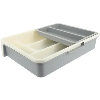 LAPYAPPE Kunststoff Besteckbox mit Mehrfach Gitterdesign, Stapelbar | PP Aufbewahrungsbox für Besteck, Platzsparend für Küchenschubladen und Wohnräume, Kompakter Organizer