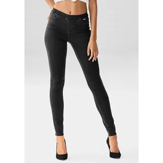 Jeggings BUFFALO, Damen, Gr. 46, N-Gr, schwarz (schwarz, jeans), Strick, Obermaterial: 69% Baumwolle, 21% Polyester, 8% Viskose, 2% Elasthan, unifarben, figurbetont, Hosen Jeggings, mit Taschen, Topseller