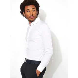 Langarmhemd DESOTO "Jerseyhemd Casual Kent", Herren, Gr. XL, N-Gr, weiß piqué, Jersey, Obermaterial: 100% Baumwolle, unifarben, slim fit normal, Rundhals, Raglanärmel,Ärmel mit Ärmelschlitz 1-Knopf-Manschette mit Schlitz, Hemden Langarmhemd